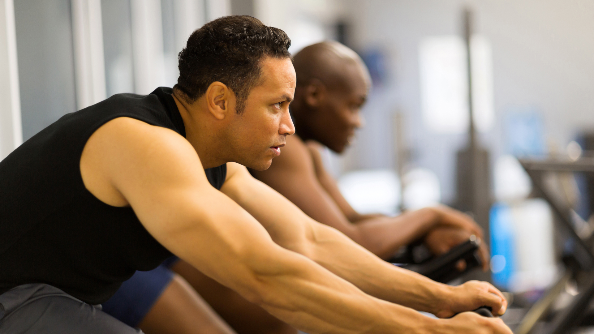 Bodybuilders doing cardio