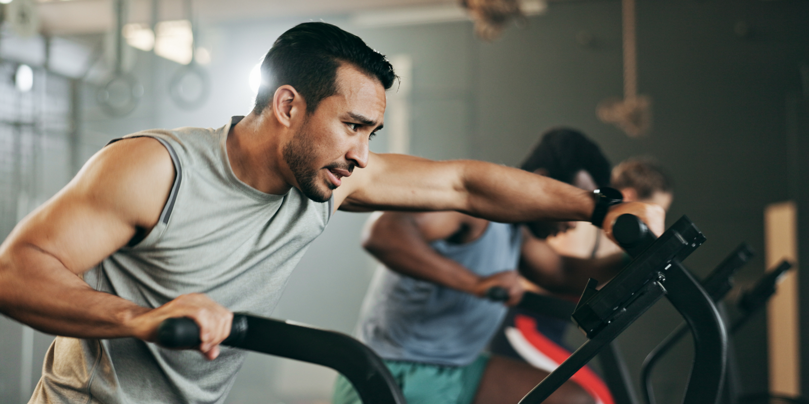 Endomorph man working out