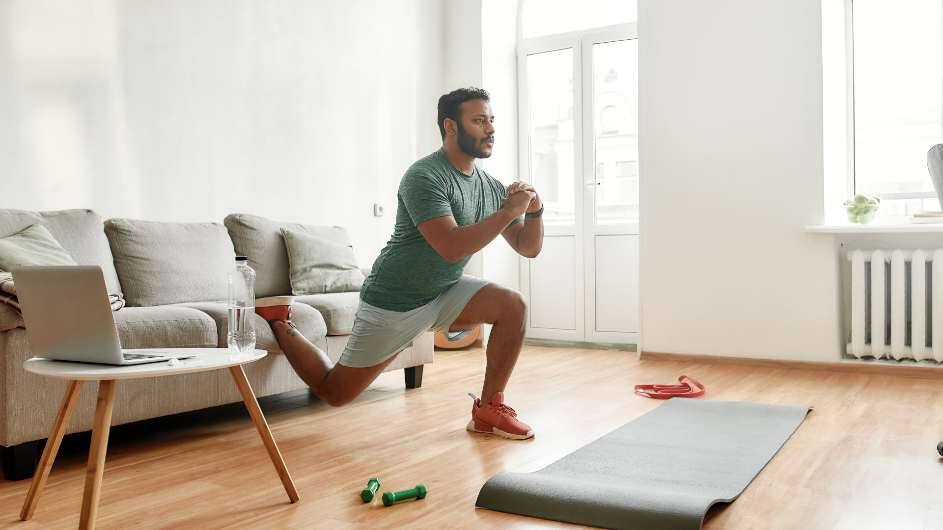 Man Doing Muscle-Building Home Workout