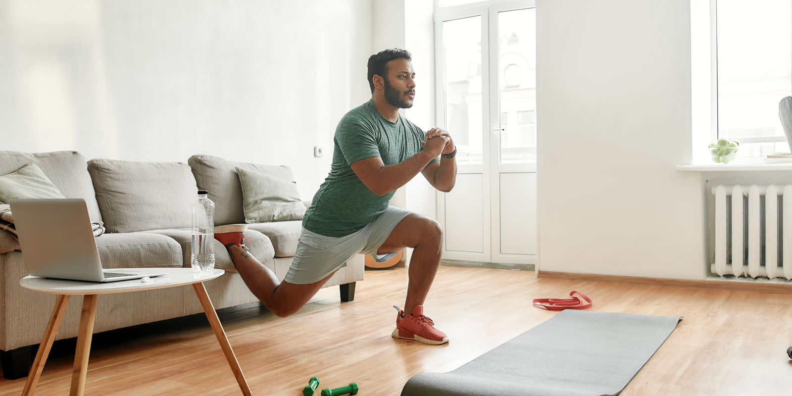 Man Doing Muscle-Building Home Workout